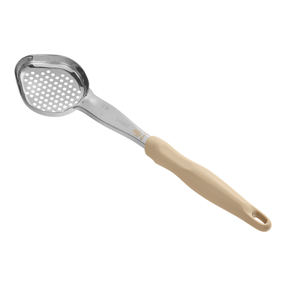 Vollrath 6422335 Jacob's Pride® 3 oz. Ivory Perforated Oval Spoodle® Portion Spoon