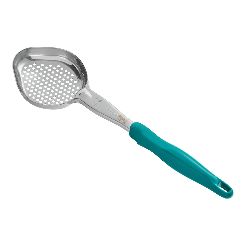Vollrath 6422655 Jacob's Pride® 6 oz. Teal Perforated Oval Spoodle® Portion Spoon