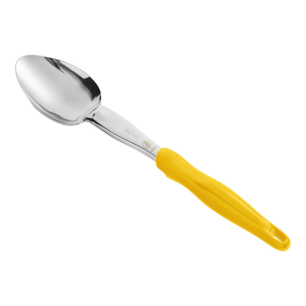 Vollrath 6414050 Jacob's Pride® 14" Heavy-Duty Solid Basting Spoon with Yellow Ergo Grip Handle