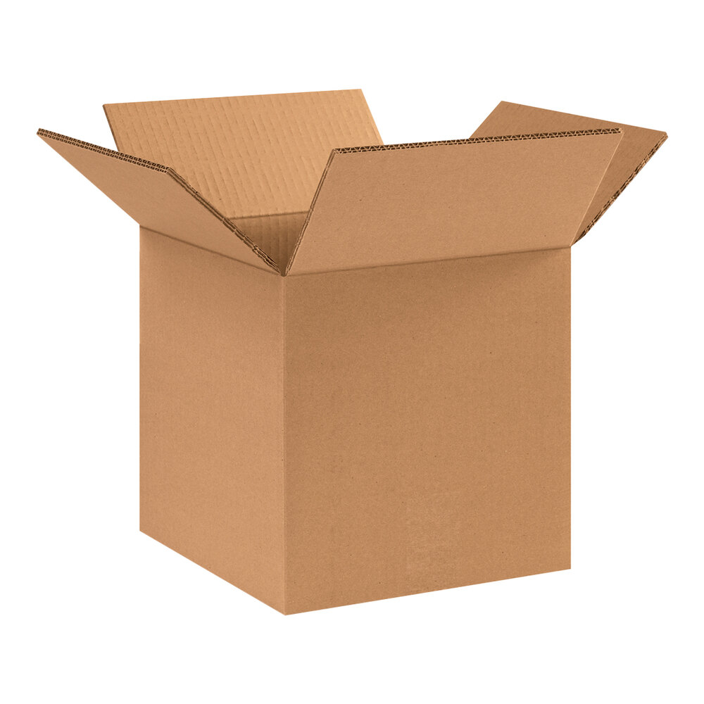 Lavex 10" x 10" x 10" Kraft Heavy-Duty 48 ECT Corrugated Double-Walled RSC Shipping Box - 15/Case