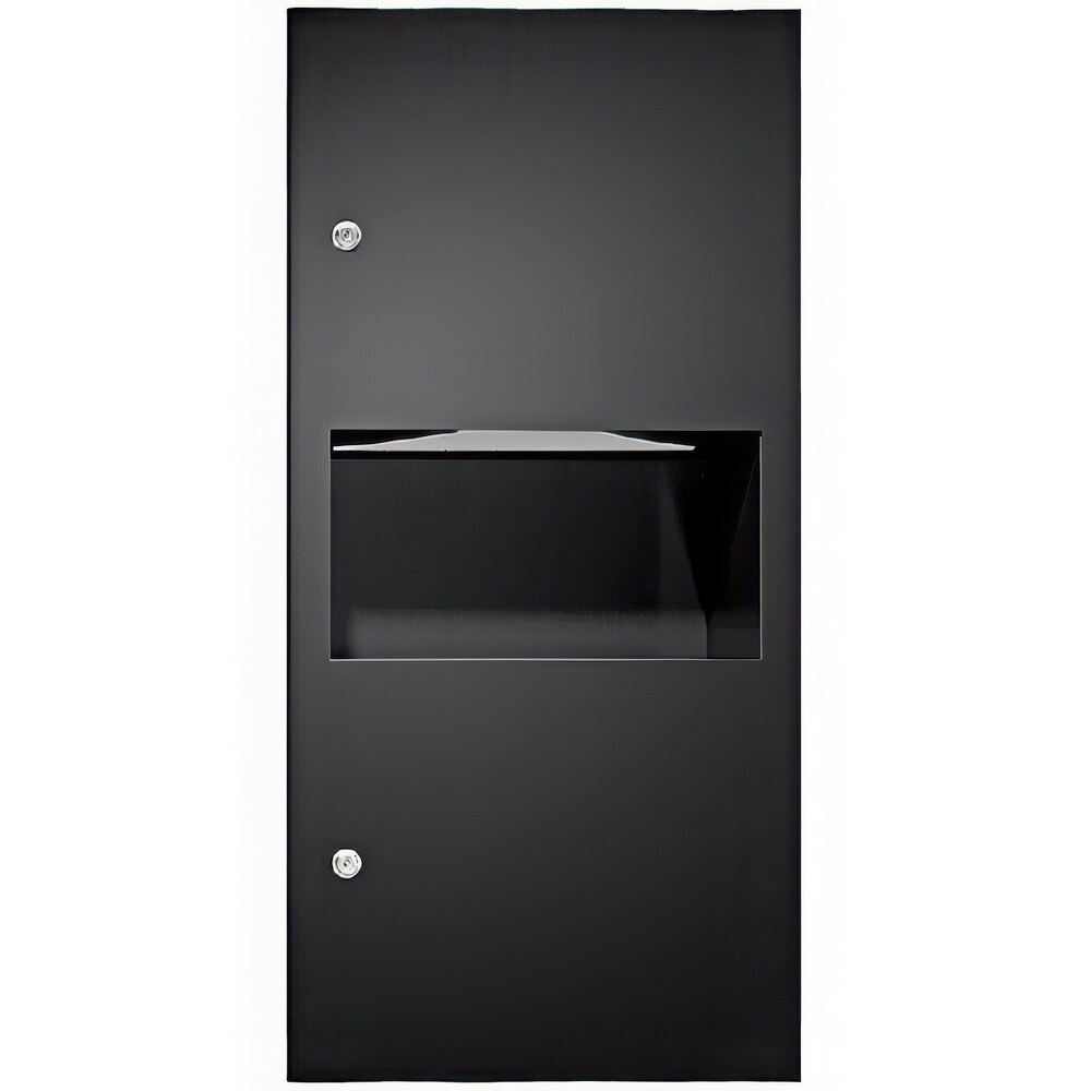 American Specialties, Inc. Simplicity 10-64623-41PC Matte Black Recessed Paper Towel Dispenser with 2.2 Gallon Waste Receptacle