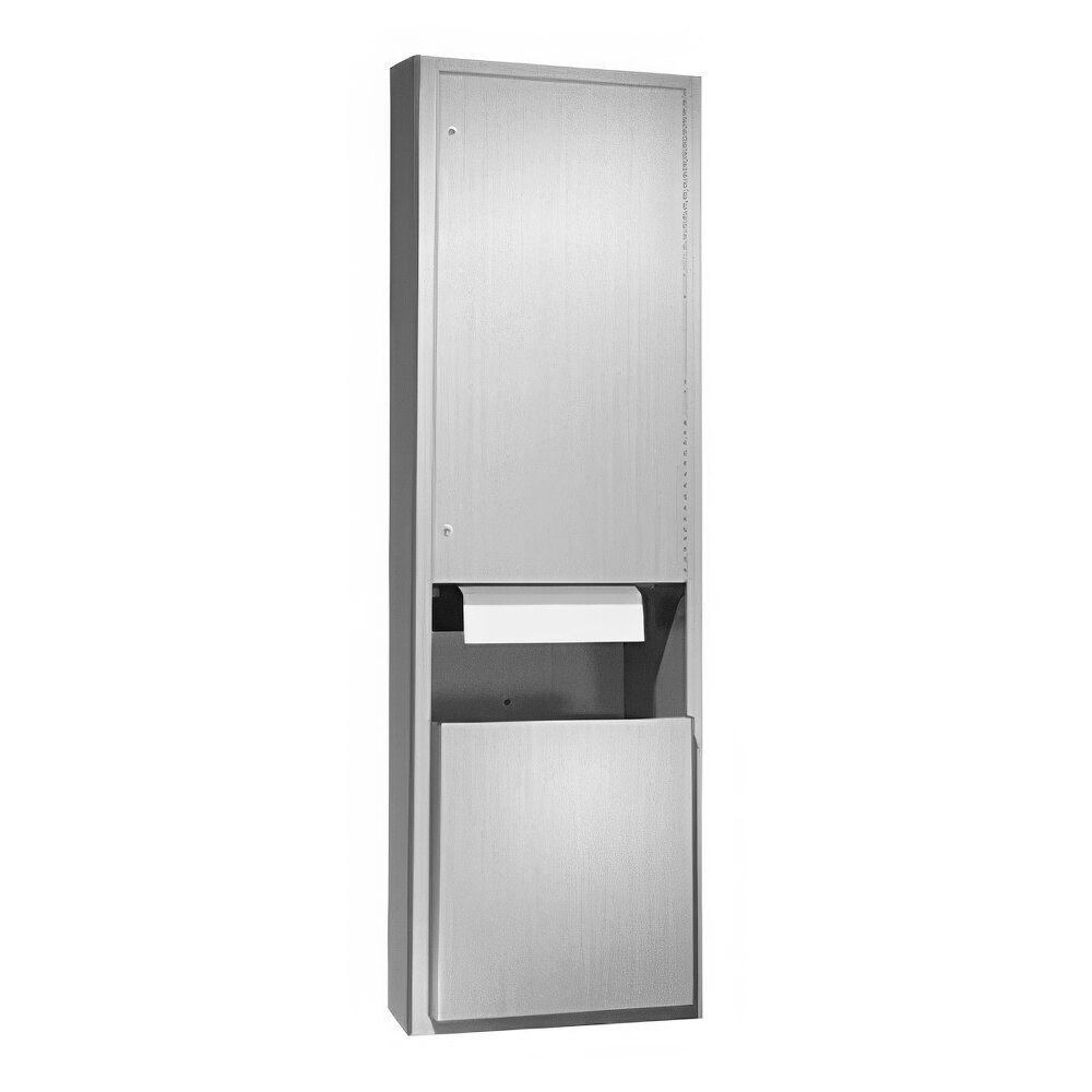 American Specialties, Inc. Traditional 10-046921AC-6 Semi-Recessed AC-Operated Automatic Roll Paper Towel Dispenser with 12 Gallon Waste Receptacle