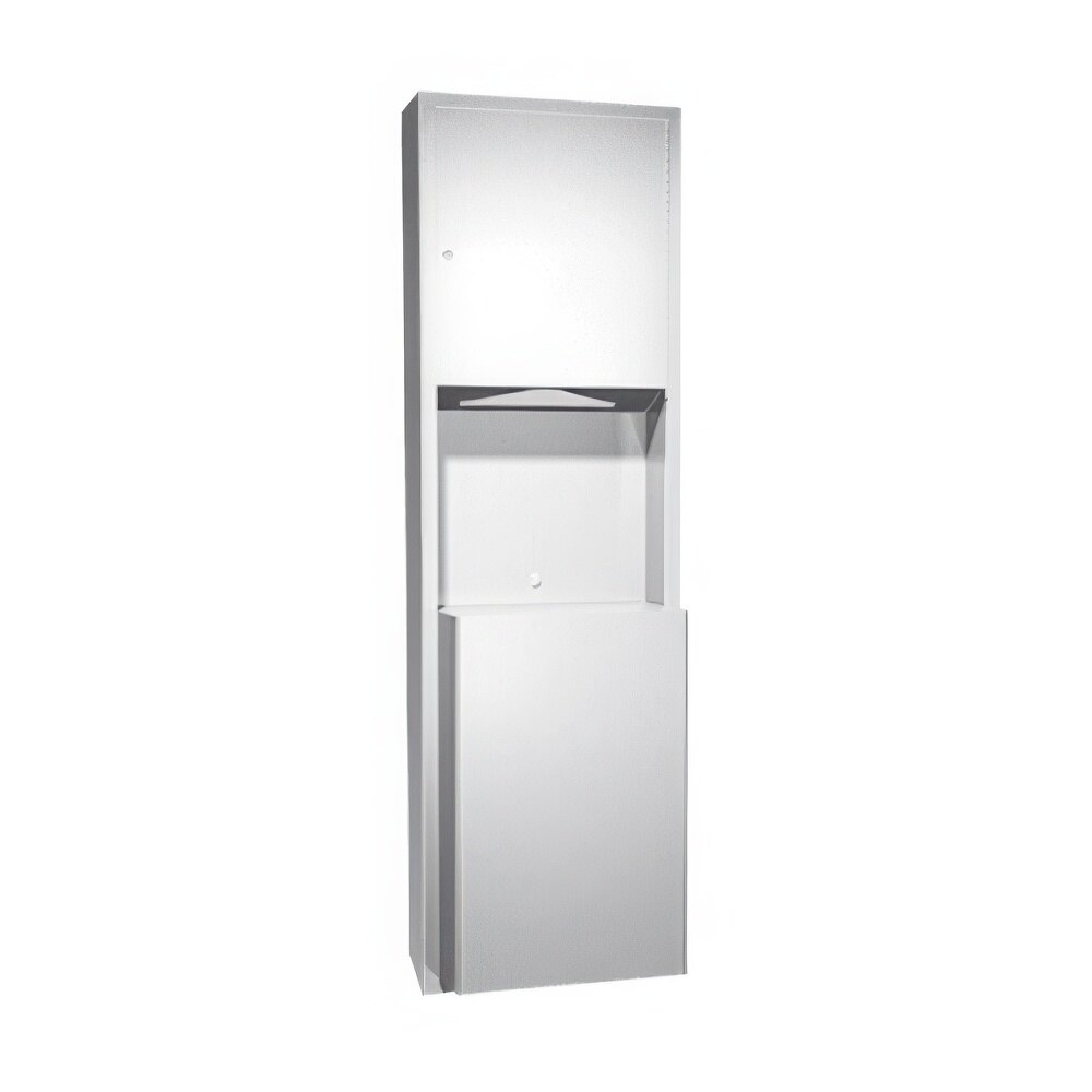 American Specialties, Inc. Traditional 10-0469-2 Stainless Steel Semi-Recessed Paper Towel Dispenser with 12 Gallon Waste Receptacle