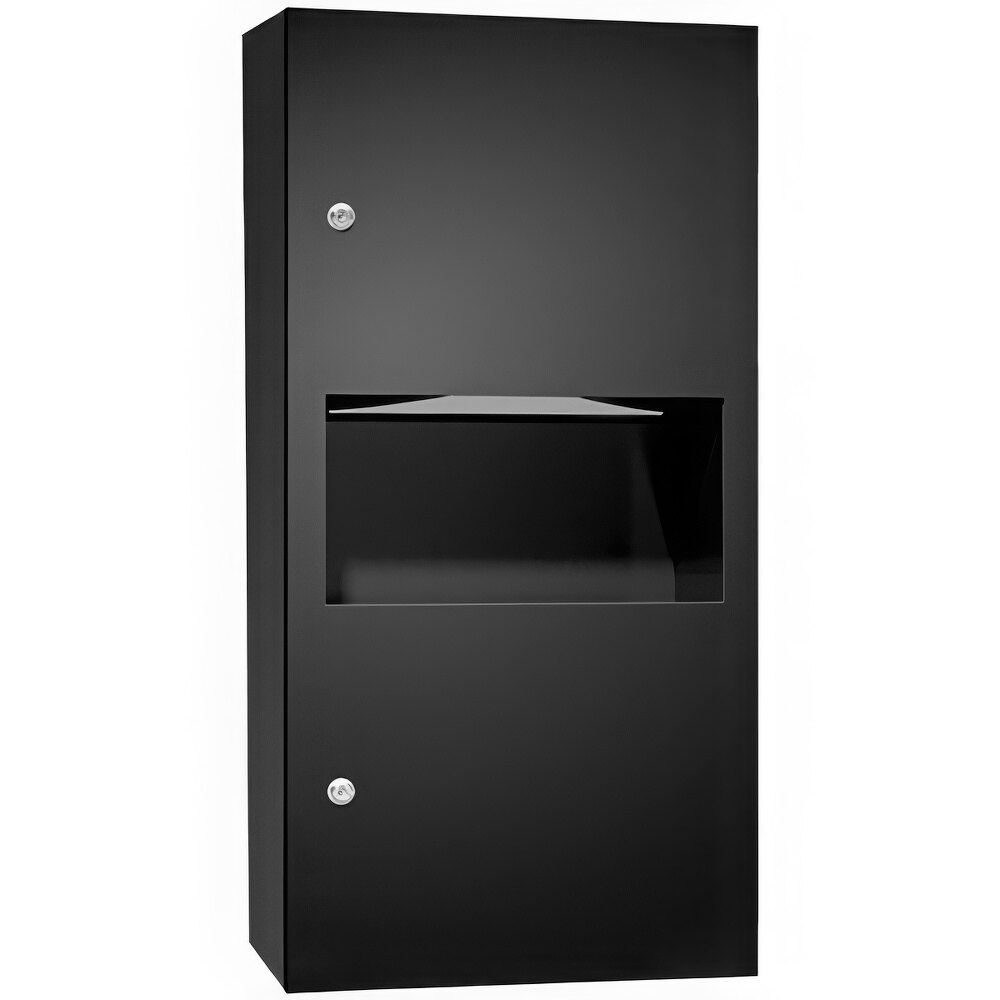 American Specialties, Inc. Simplicity 10-64623-9-41PC Matte Black Surface-Mounted Paper Towel Dispenser with 2.2 Gallon Waste Receptacle