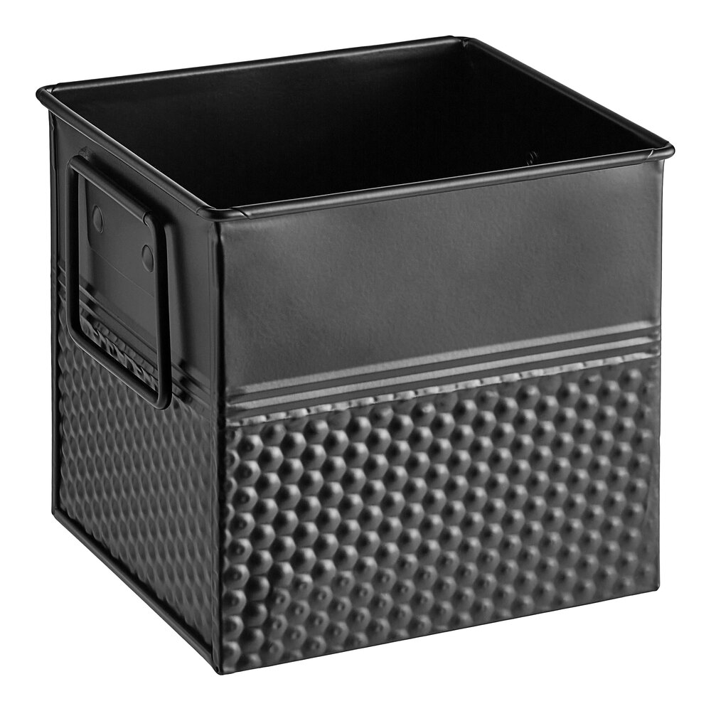 American Metalcraft BEVB556 3.375 Qt 1/6 Size Black Square Hammered Beverage Tub - 6 1/4" x 5 3/4" x 5 3/4"