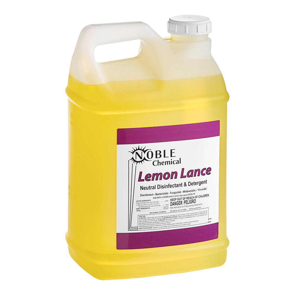 Noble 2.5 Gallon / 320 oz. Lemon Lance Lemon Concentrated Disinfectant & Detergent Cleaner - 2/Case