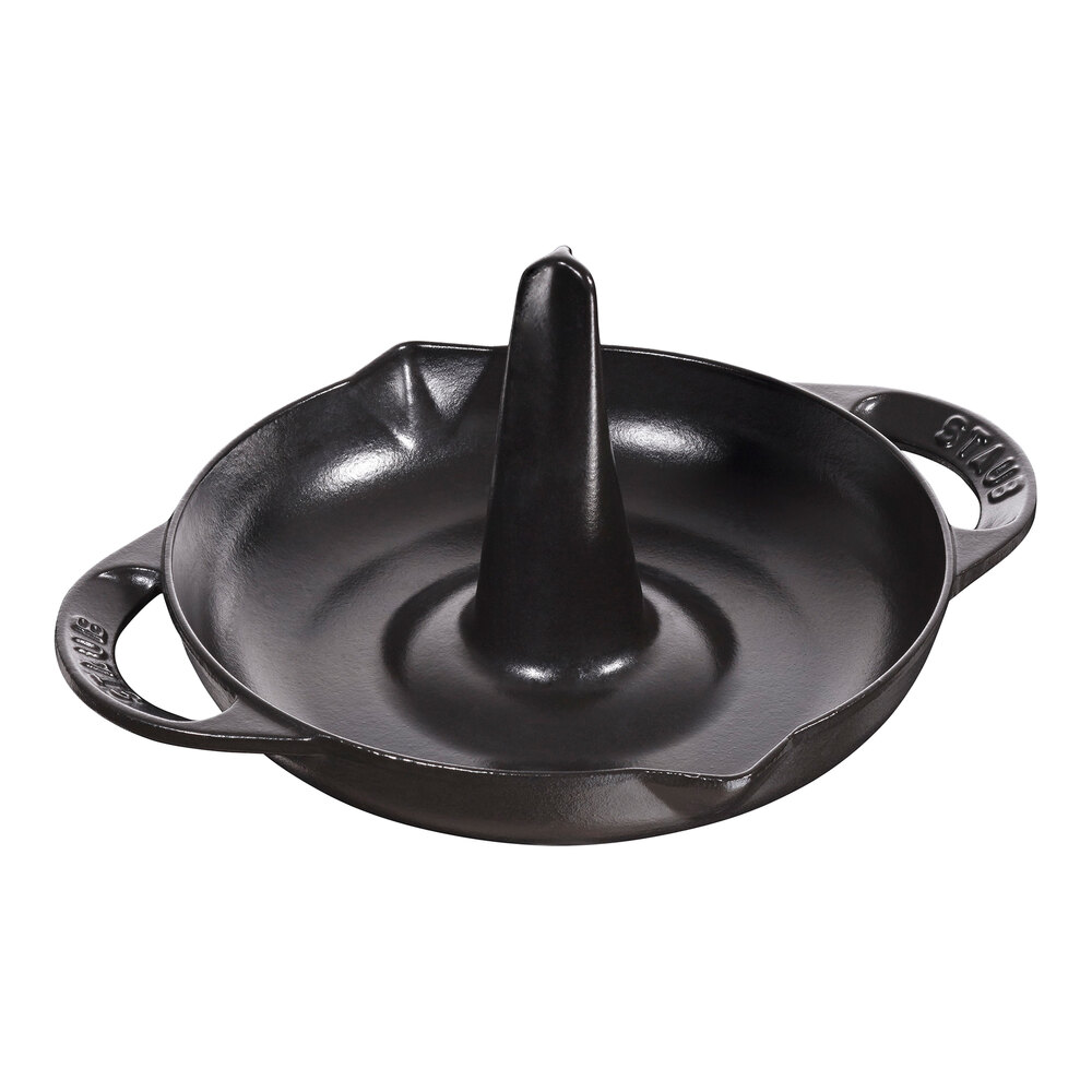 Staub 1 Qt. Vertical Black Enameled Cast Iron Chicken Roaster 1003952