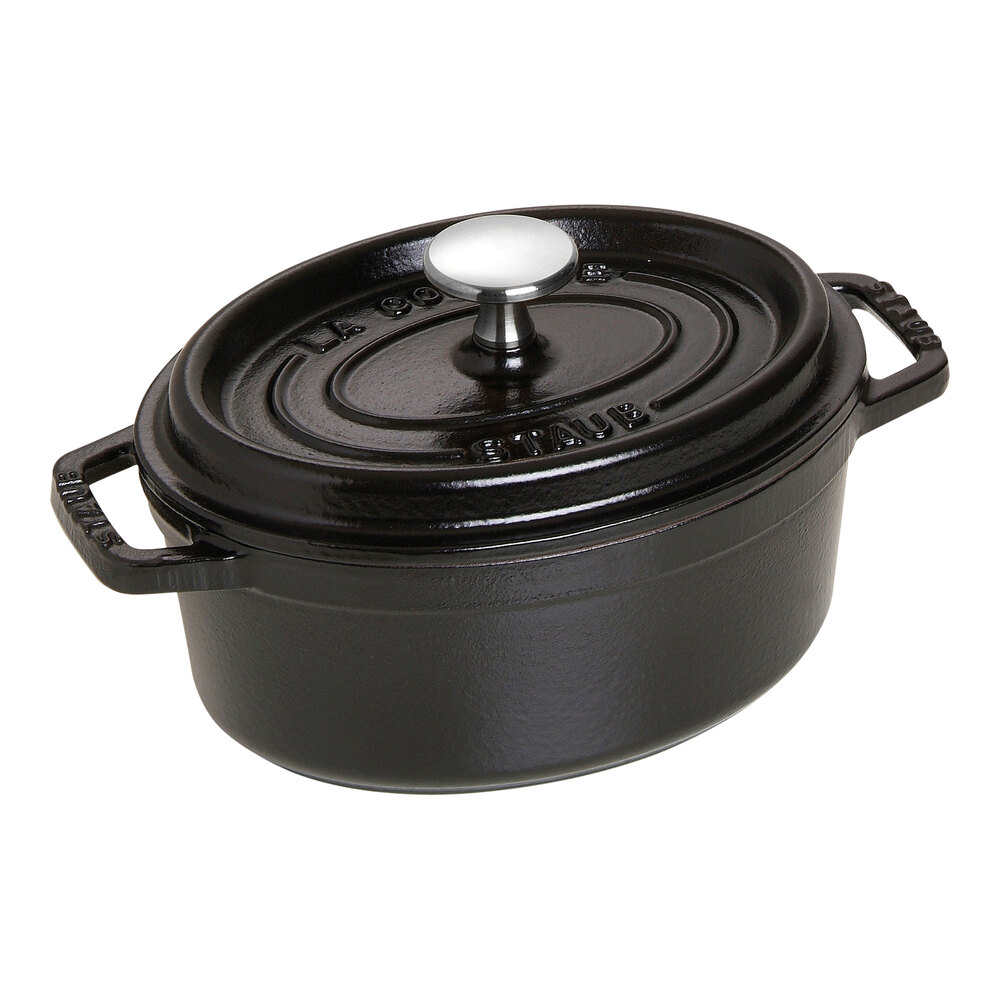 Staub 1 Qt. Black Enameled Cast Iron Oval Dutch Oven 1004061