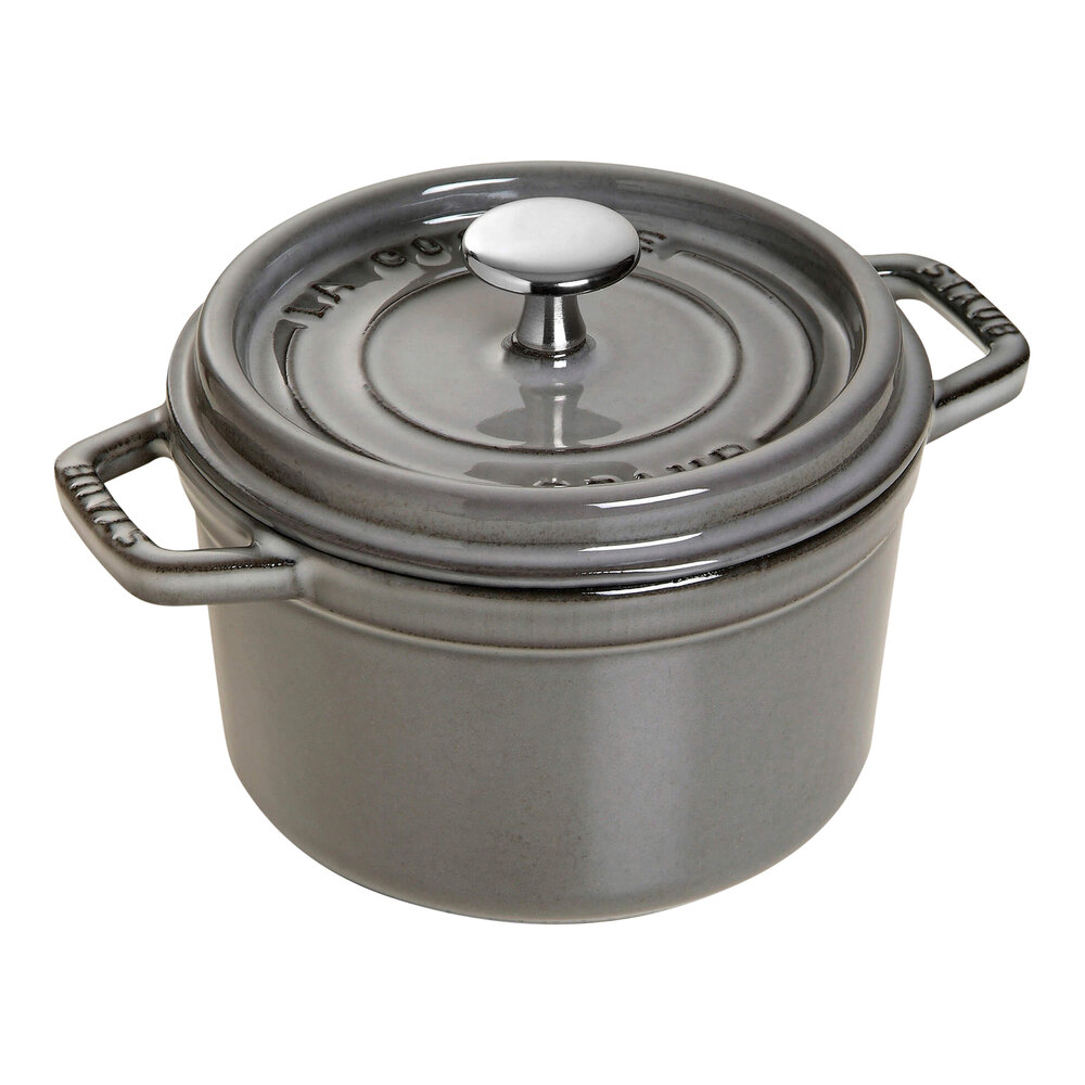 Staub 24 oz. Graphite Gray Enameled Cast Iron Mini Dutch Oven 1004047