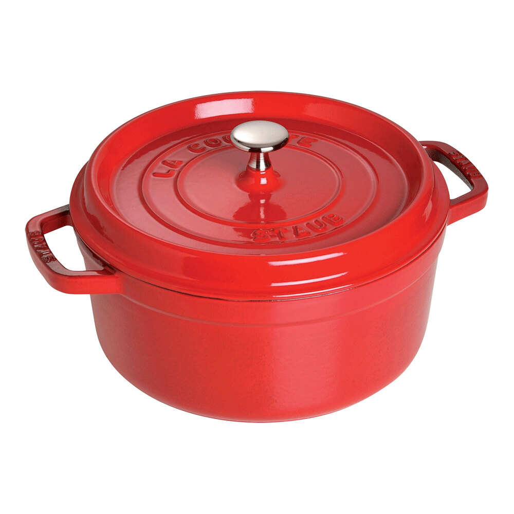 Staub 5.5 Qt. Cherry Enameled Cast Iron Dutch Oven 1004218