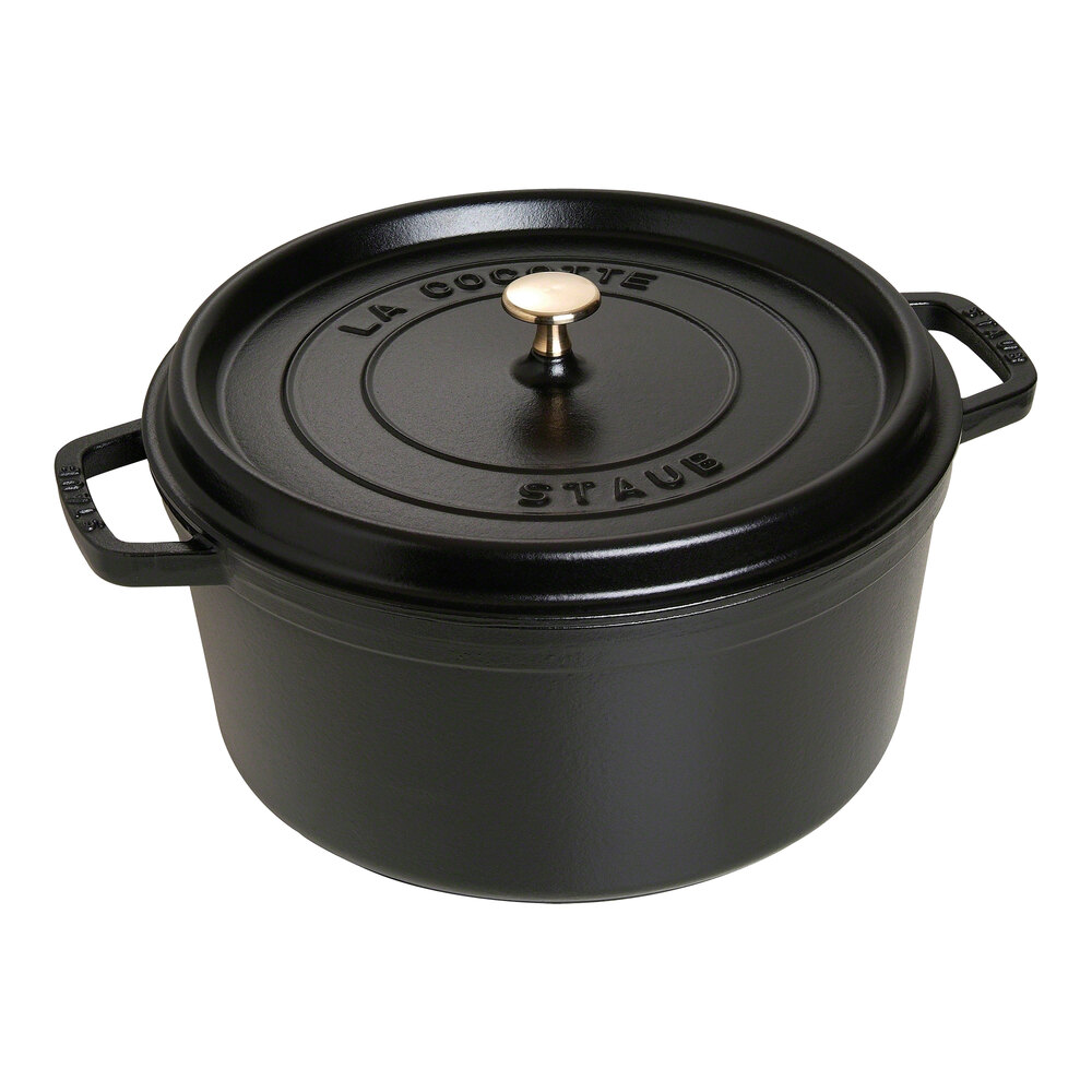 Staub 9 Qt. Black Enameled Cast Iron Dutch Oven 1004232