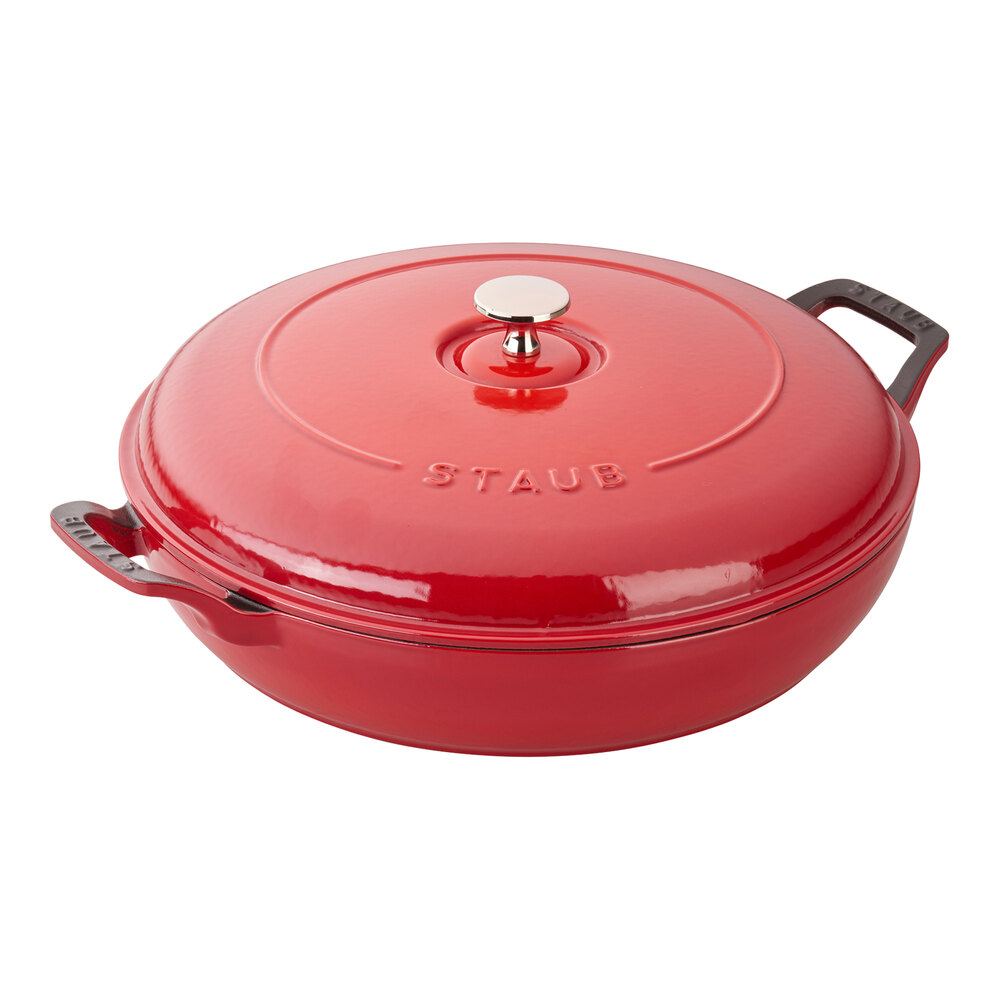 Staub 3.5 Qt. Cherry Enameled Cast Iron Brazier with Lid 1007984