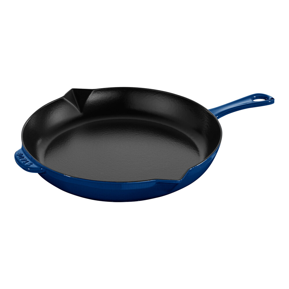 Staub 12" Dark Blue Enameled Cast Iron Skillet 1004502