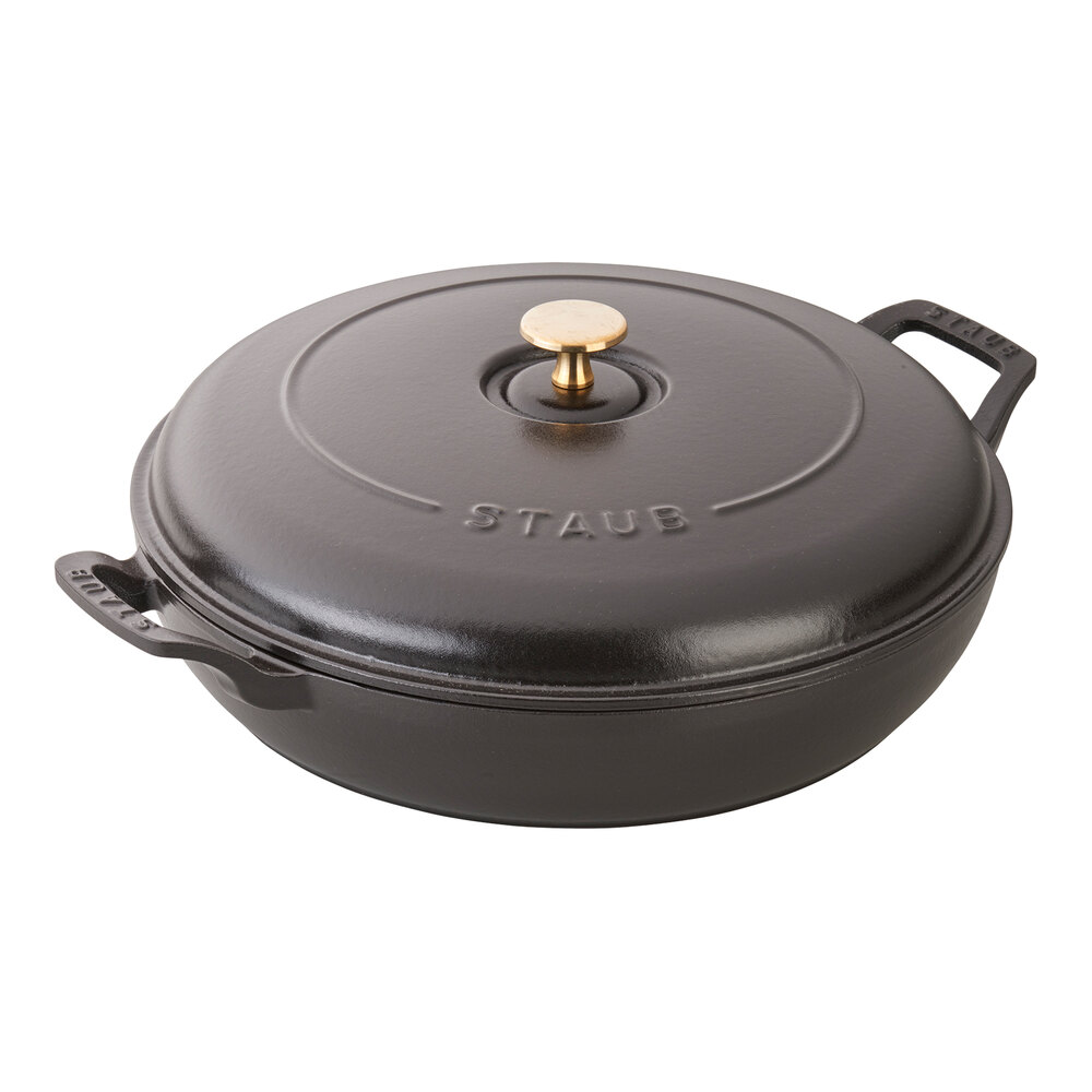 Staub 3.5 Qt. Black Enameled Cast Iron Brazier with Lid 1005040