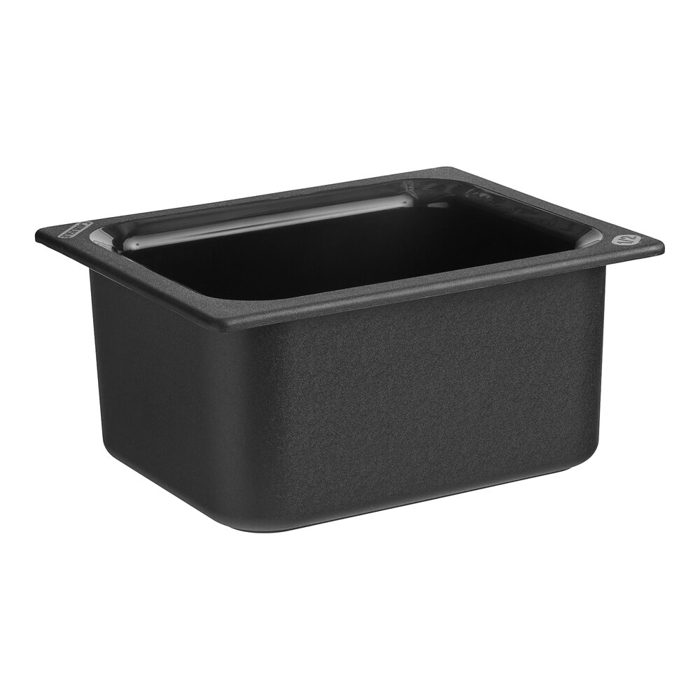 Carlisle CM110103 Coldmaster 1/2 Size Black Cold ABS Plastic Food Pan - 6" Deep