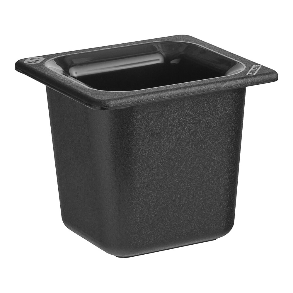 Carlisle CM110403 Coldmaster 1/6 Size Black Cold ABS Plastic Food Pan - 6" Deep