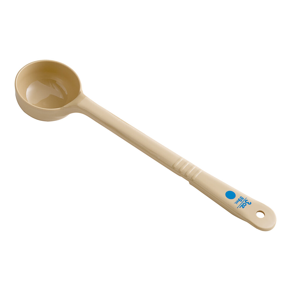 Carlisle 437006 Measure Misers 3 oz. Beige and Blue Color Coding Polycarbonate Long Solid Portion Spoon