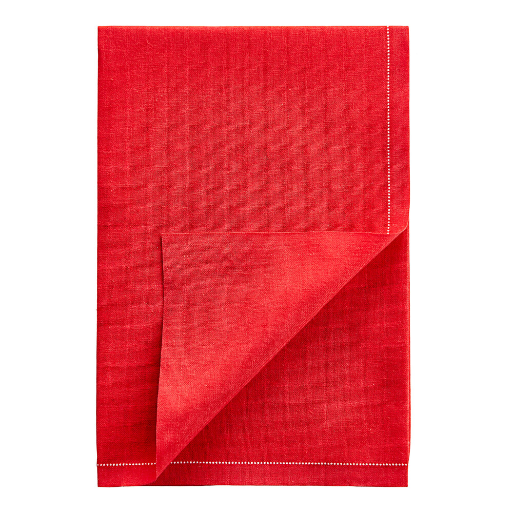 Choice 15 13/16" x 15 13/16" Customizable Red Single-Use Cotton Dinner Napkin - 25/Pack