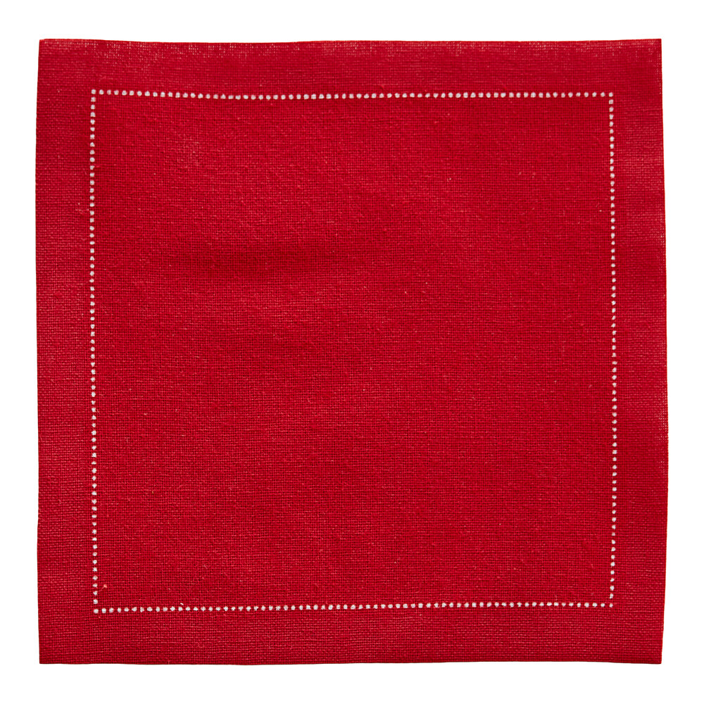 Choice 4 5/16" x 4 5/16" Customizable Red Single-Use Cotton Beverage Napkin - 100/Pack