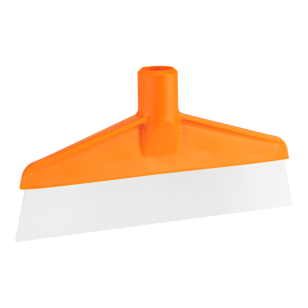 Vikan 29087 9 5/8" Orange Polypropylene / Stainless Steel Table and Floor Scraper