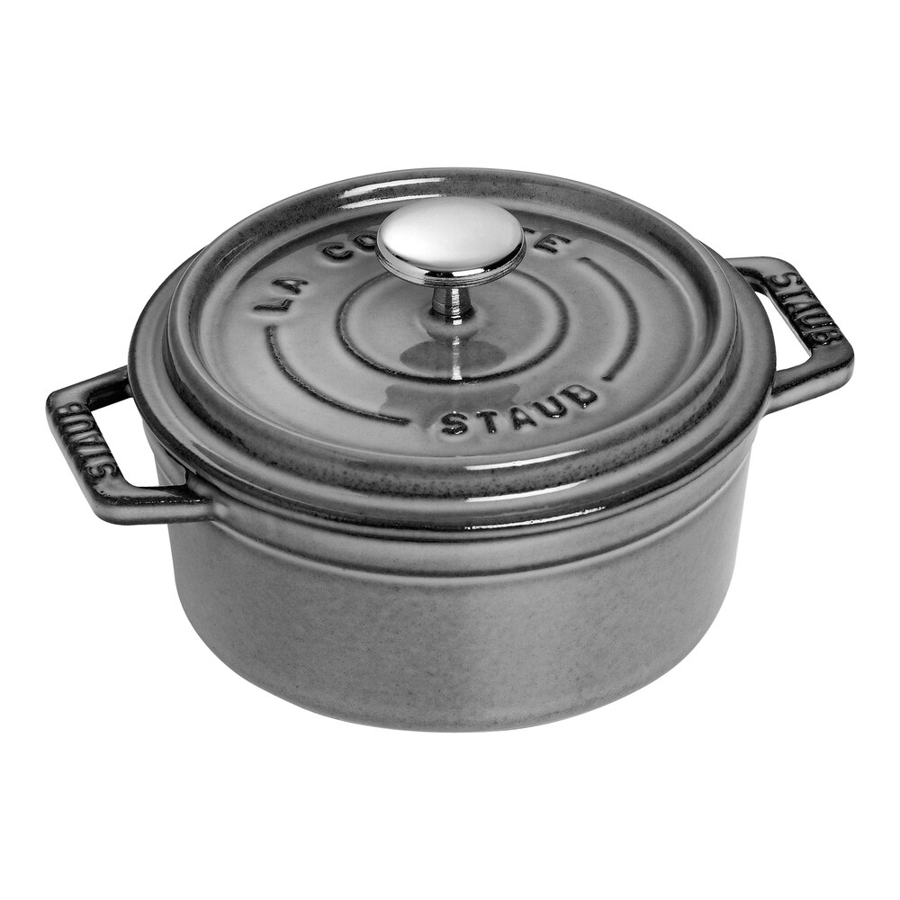 Staub 16 oz. Graphite Gray Enameled Cast Iron Mini Dutch Oven 1004041