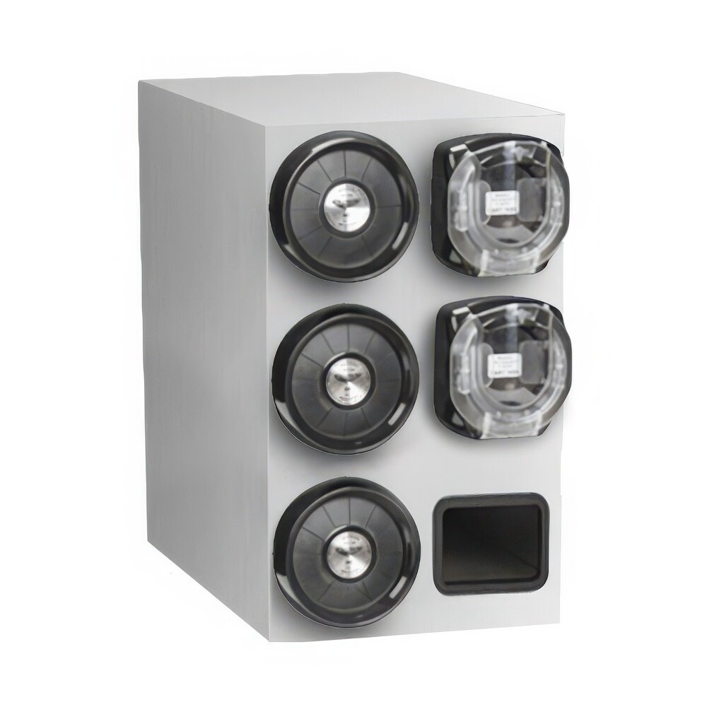 Vollrath K58837 Stainless Steel 3-Slot 8 - 44 oz. Countertop Cup Dispenser Cabinet with 2 LidSaver® 3 Dispensers and 1 Straw Pocket