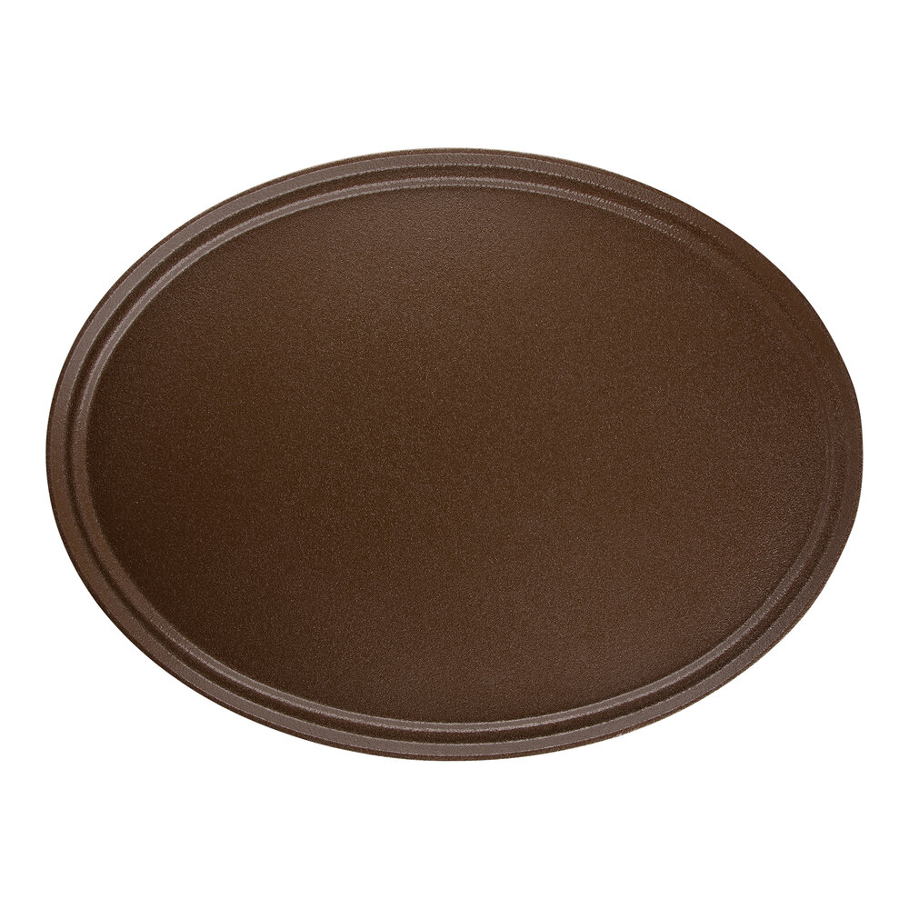 Carlisle 3100GR2076 Brown 31" x 23" Griptite 2 Oval Non Skid Fiberglass Serving Tray