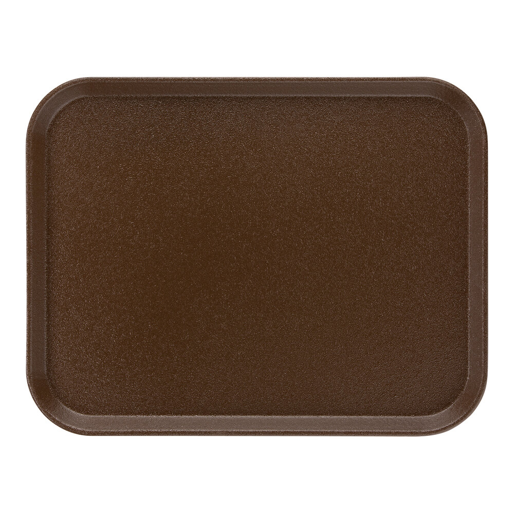 Carlisle 1814GR2076 Griptite 2 14" x 18" Brown Non Skid Fiberglass Serving Tray