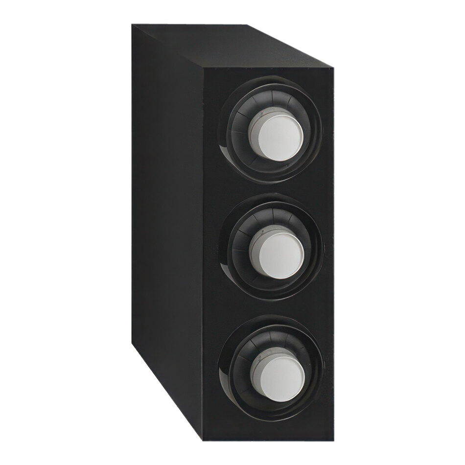 Vollrath 3V-CCC-A-A-A Black 3-Slot Vertical 8 - 44 oz. Countertop Cup Dispenser Cabinet