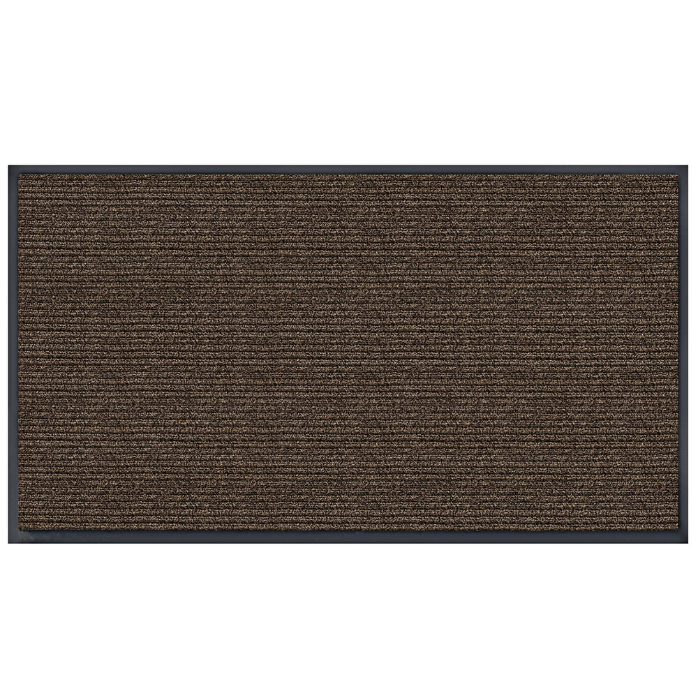 Lavex Needle Rib 3' x 6' Brown Antimicrobial PET Fiber Indoor Entrance Mat - 3/8" Thick
