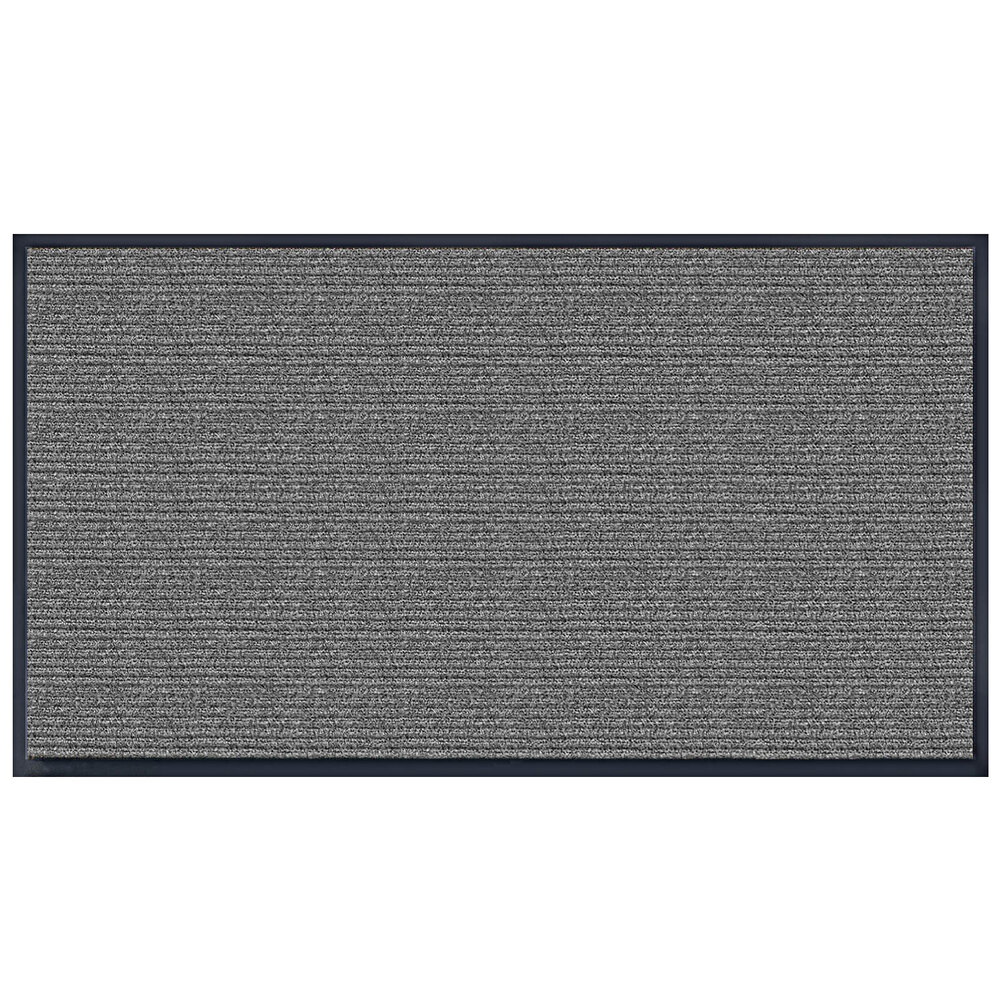 Lavex Needle Rib 3' x 6' Gray Antimicrobial PET Fiber Indoor Entrance Mat - 3/8" Thick