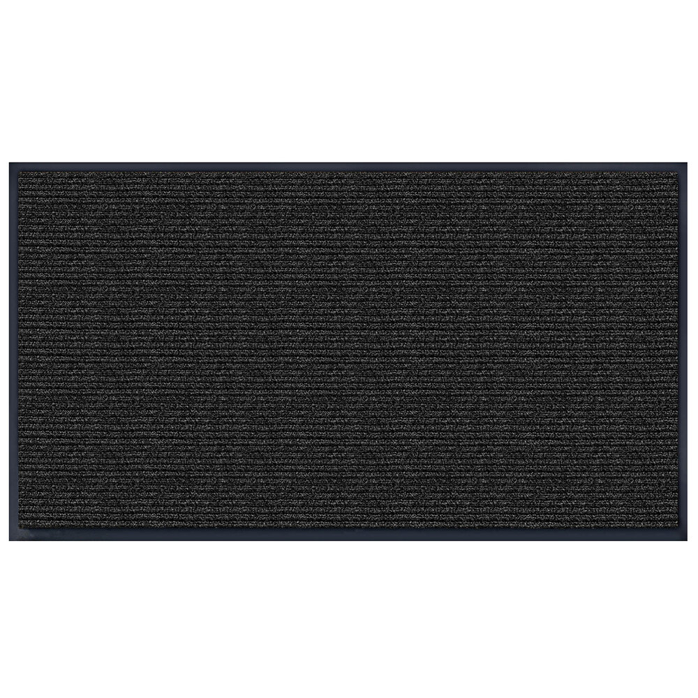 Lavex Needle Rib 3' x 10' Pepper Antimicrobial PET Fiber Indoor Entrance Mat - 3/8" Thick