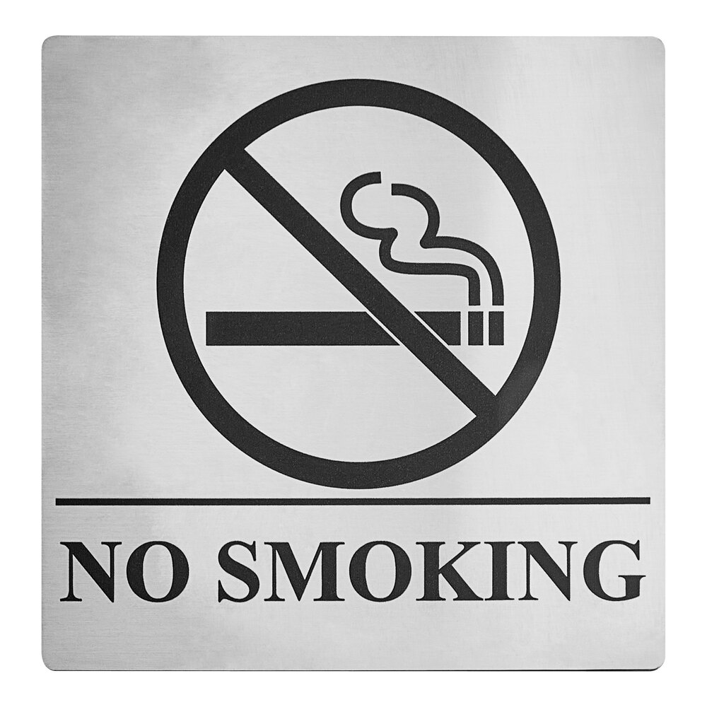 Lavex 5" x 5" Stainless Steel No Smoking Sign