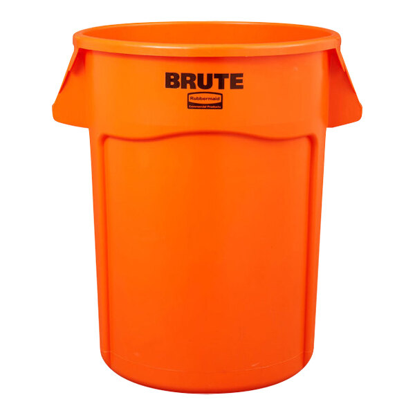 Rubbermaid® BRUTE 2119308 32 Gallon Orange Round High Visibility Trash Can