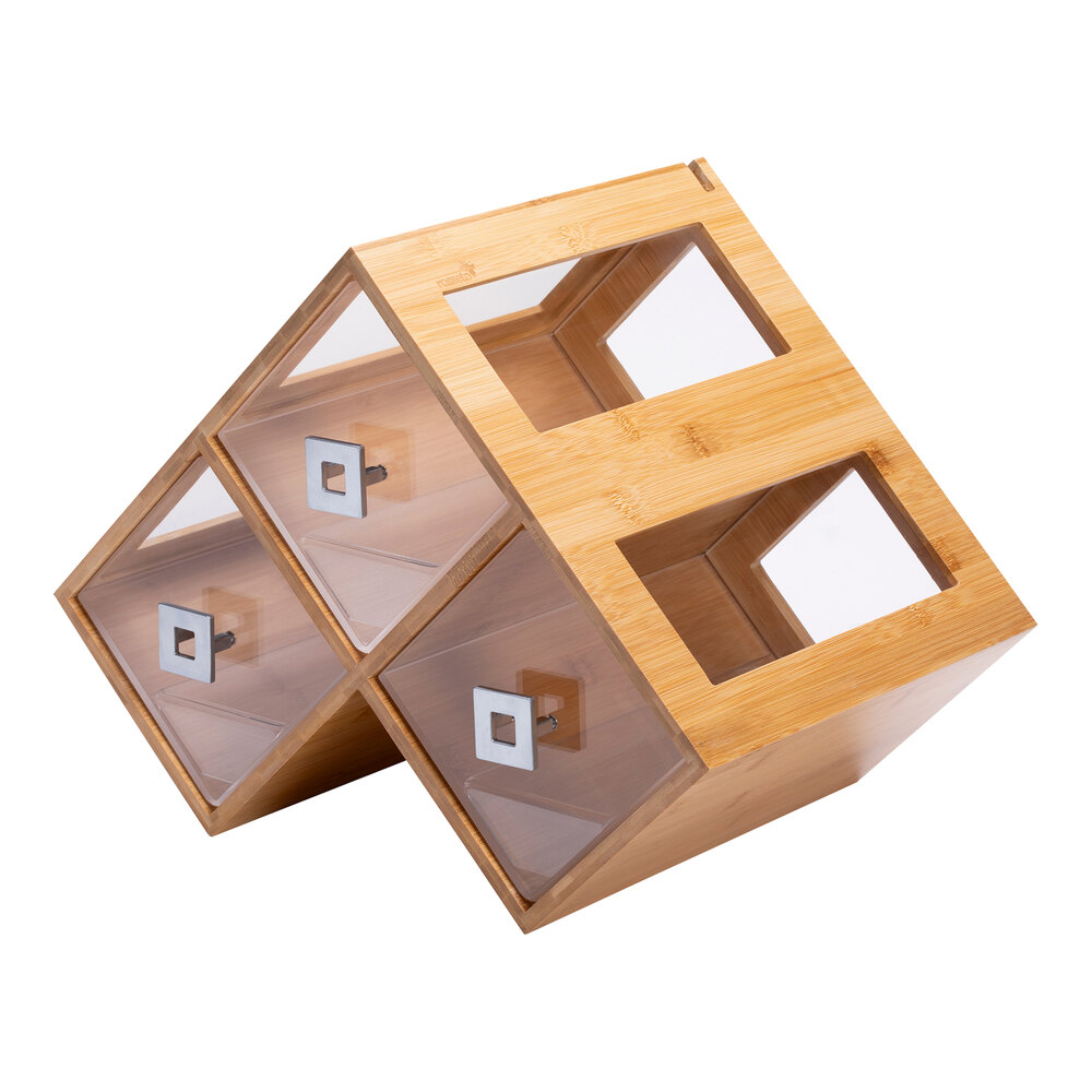 Rosseto 19" x 13" x 14 1/2" Bamboo Triple Honeycomb Bakery Display Case with Drawers BK300