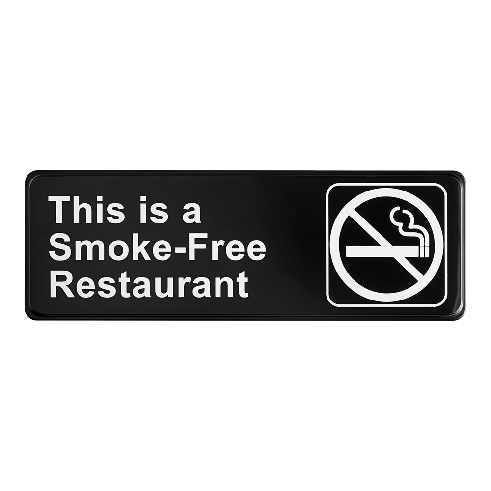 Lavex 9" x 3" Black and White This Is A Smoke-Free Restaurant Sign