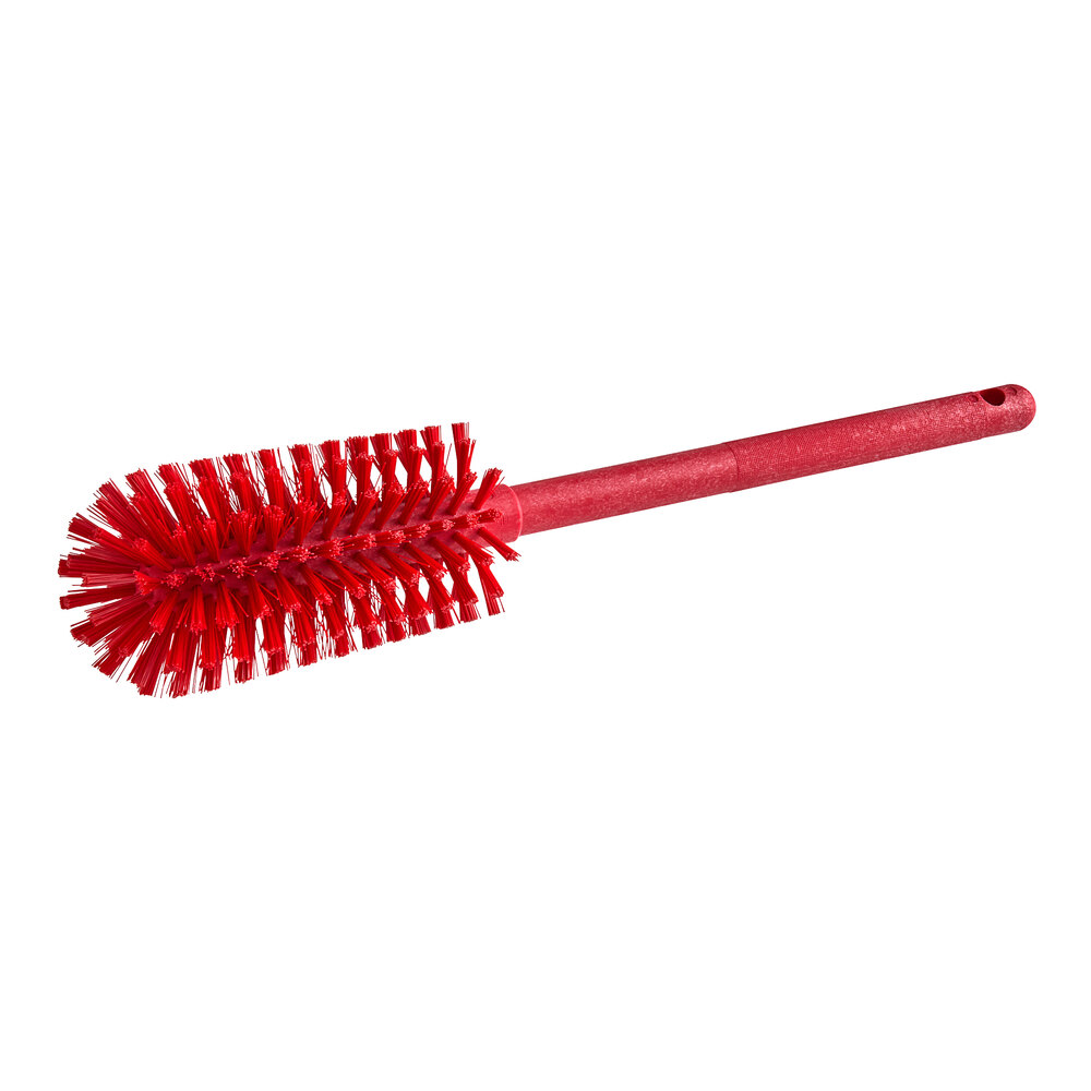 Carlisle Sparta 16" Red Carafe and Server / Bottle Cleaning Brush - 3 1/4" Bristle Diameter 40001EC05