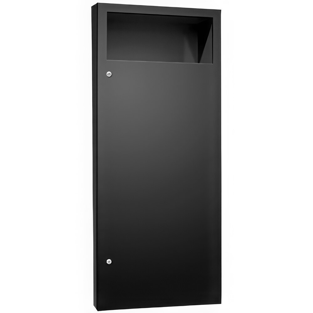 American Specialties, Inc. Simplicity 10-6474-2-41PC 12 Gallon Matte Black Semi-Recessed Trash Can