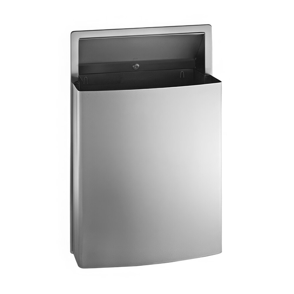 American Specialties, Inc. Roval 10-20458 11.2 Gallon Stainless Steel Semi-Recessed Trash Can