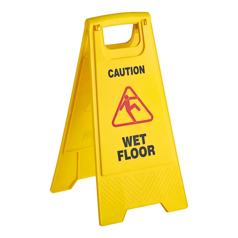 Advantage Supplies 23 5/8" Yellow Plastic Caution Wet Floor Sign