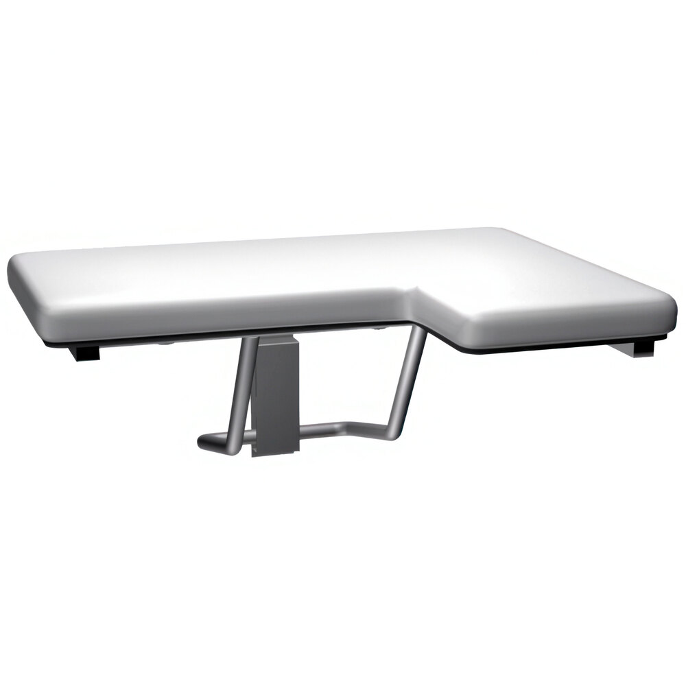 American Specialties, Inc. 10-8205-L 33" White Left-Handed L-Shaped Folding Shower Seat with Padded Cushion