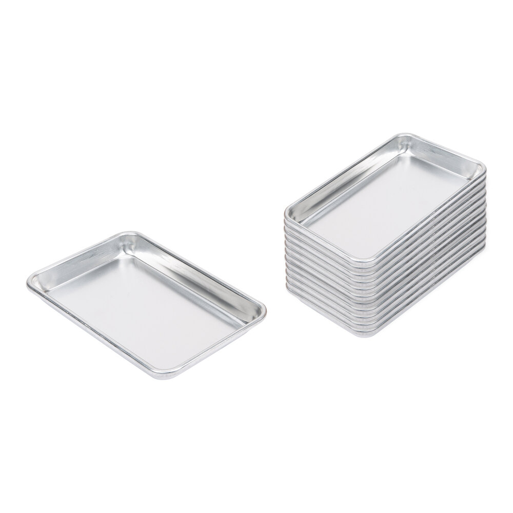 Choice Eighth Size 6 1/2" x 9 1/2" 19 Gauge Wire in Rim Aluminum Bun Pan / Sheet Pan - 12/Case