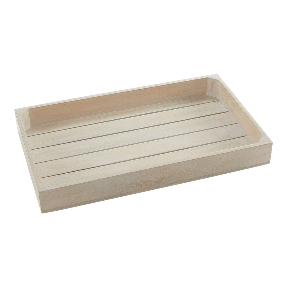 American Metalcraft Hampton Collection 20 3/4" x 12 5/8" x 2 1/2" Sun-Bleached Mango Wood Crate MWS2012