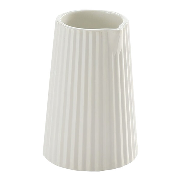 American Metalcraft 4.5 oz. White Fluted Ceramic Creamer CRCC4 - 12/Case