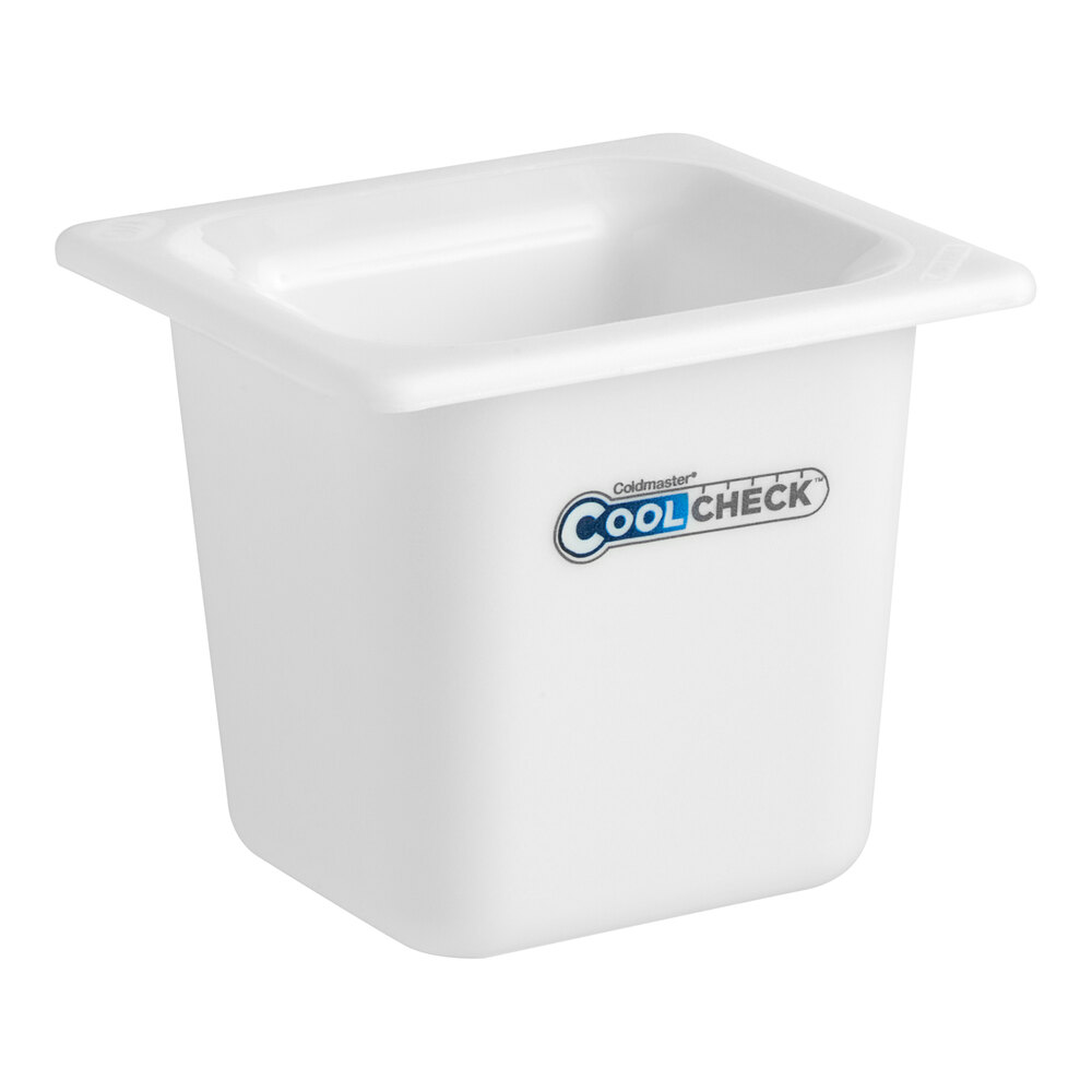 Carlisle CM1104C1402 Coldmaster CoolCheck 1/6 Size White Cold ABS Plastic Food Pan - 6" Deep