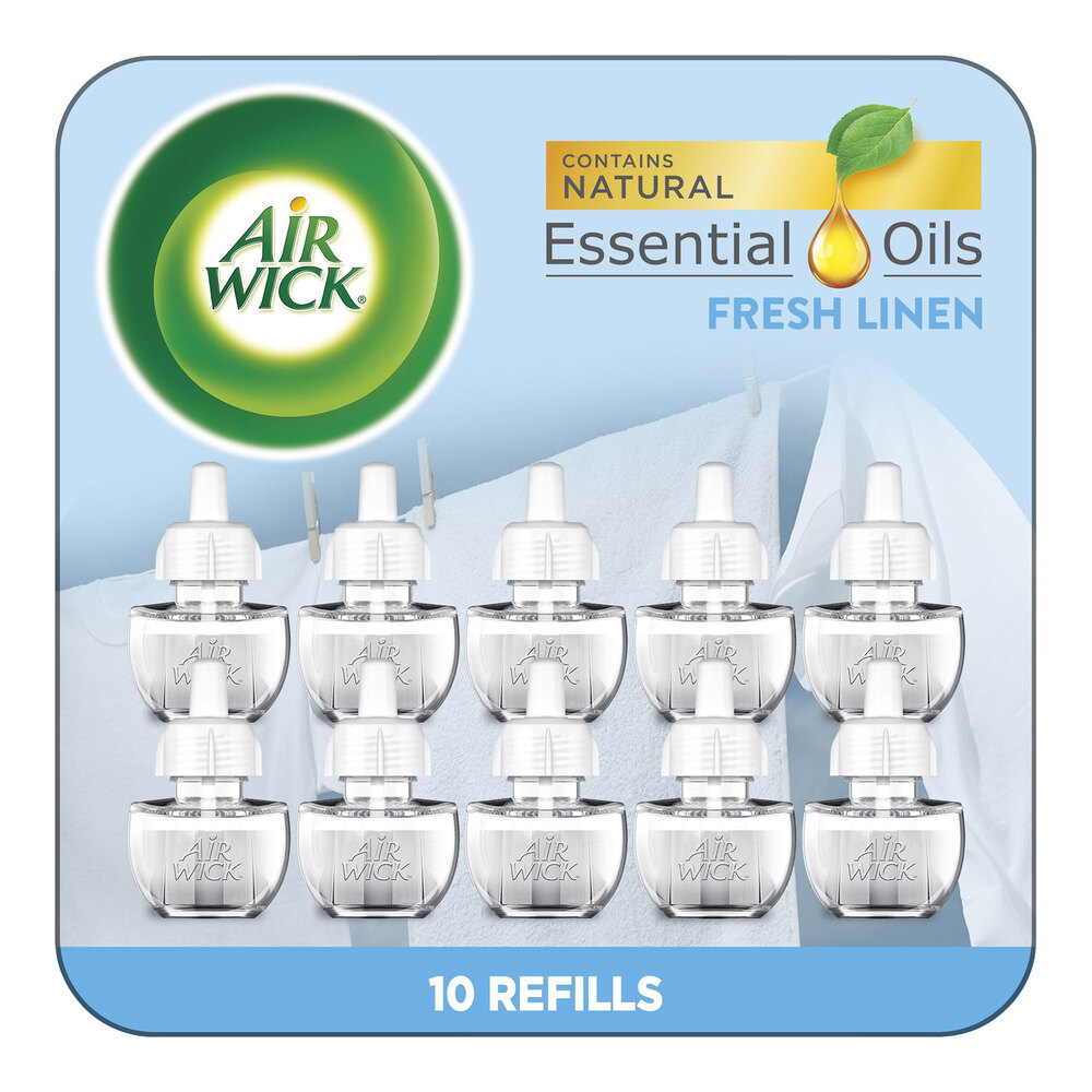 Air Wick RAC01924CT Fresh Linen Scented Oil Fragrance Diffuser Refill - 10/Pack