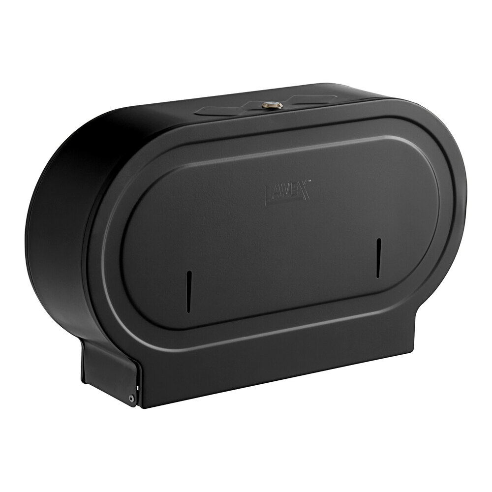Lavex Matte Black Stainless Steel Surface-Mounted Jumbo Double-Roll Toilet Tissue Dispenser