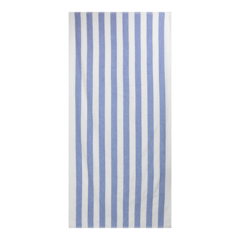1888 Mills Fibertone Cabana 30" x 70" Blue Stripe Cotton / Polyester Pool Towel 15 lb. - Sample