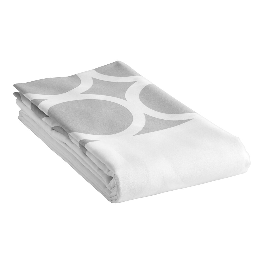 1888 Mills Beyond Impressions 120" x 96" Queen Size Gray Circles 100% Spun Polyester Top Sheet - Sample