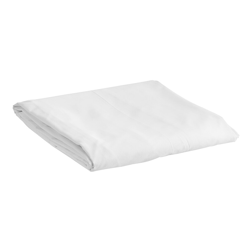 1888 Mills Oasis T-300 80" x 60" White Queen Size 100% Ring-Spun Combed Cotton Bed Skirt - Sample